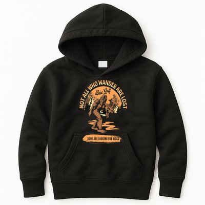Disc Golf  Not All Who Wander Are Lost Funny Sarcastic Kids Hoodie