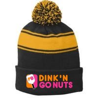 Dink'n Go Nuts Pickleball Paddle TShirt Stripe Pom Pom Beanie