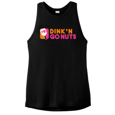 Dink'n Go Nuts Pickleball Paddle TShirt Ladies PosiCharge Tri-Blend Wicking Tank