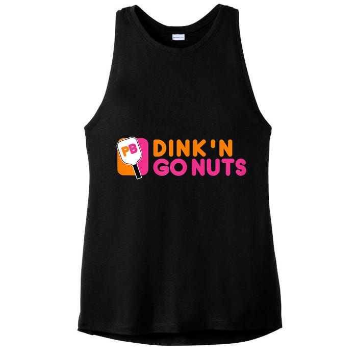 Dink'n Go Nuts Pickleball Paddle TShirt Ladies PosiCharge Tri-Blend Wicking Tank