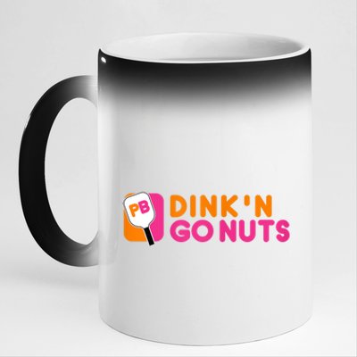 Dink'n Go Nuts Pickleball Paddle TShirt 11oz Black Color Changing Mug