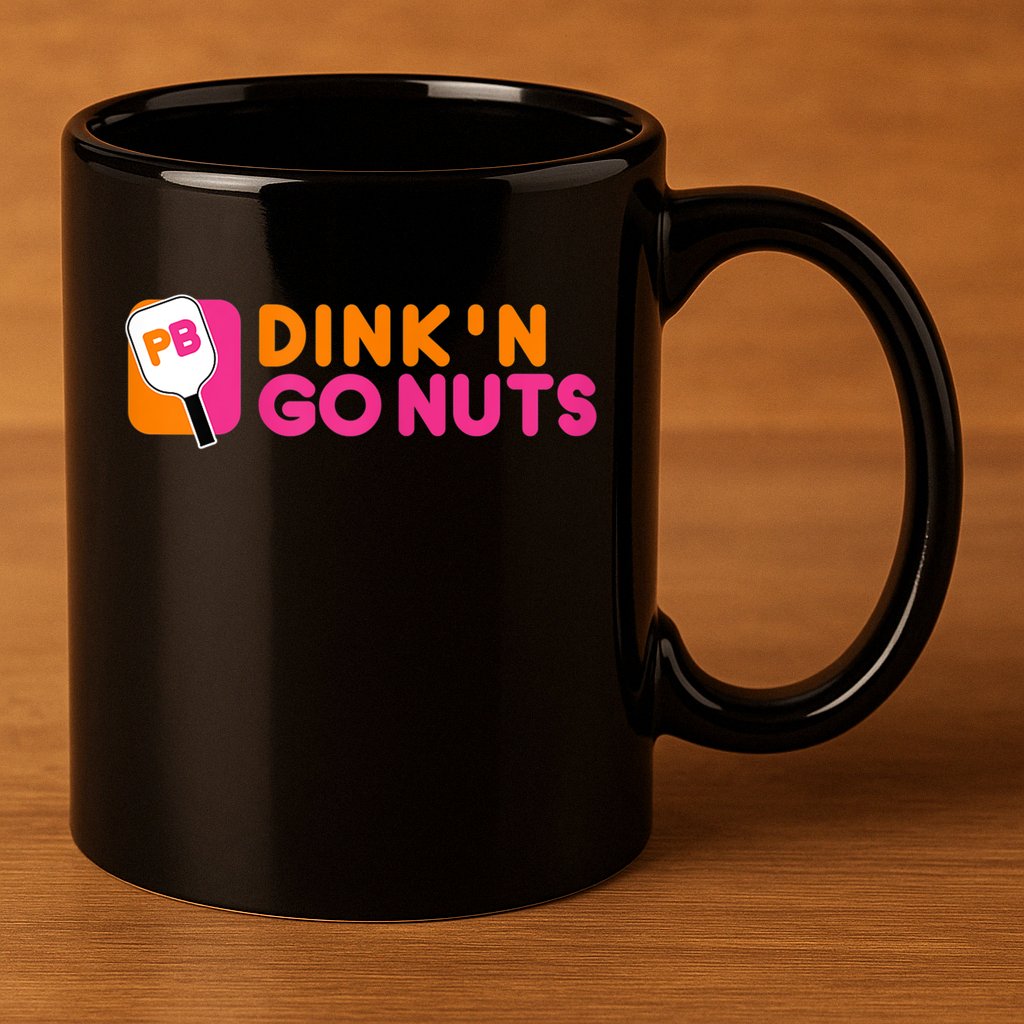 Dink'n Go Nuts Pickleball Paddle TShirt 11oz C Handle Ceramic Mug