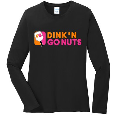 Dink'n Go Nuts Pickleball Paddle TShirt Ladies Long Sleeve Shirt