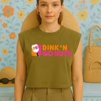 Dink'n Go Nuts Pickleball Paddle TShirt Garment-Dyed Women's Muscle Tee