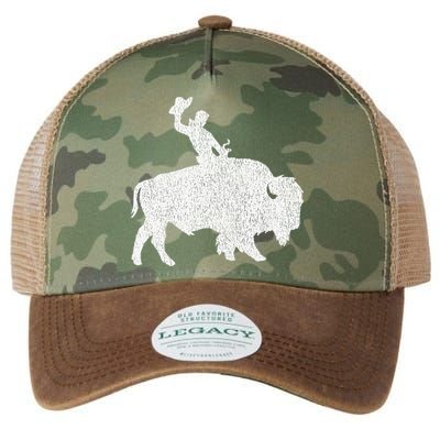 Distressed Guy On A Buffalo Legacy Tie Dye Trucker Hat