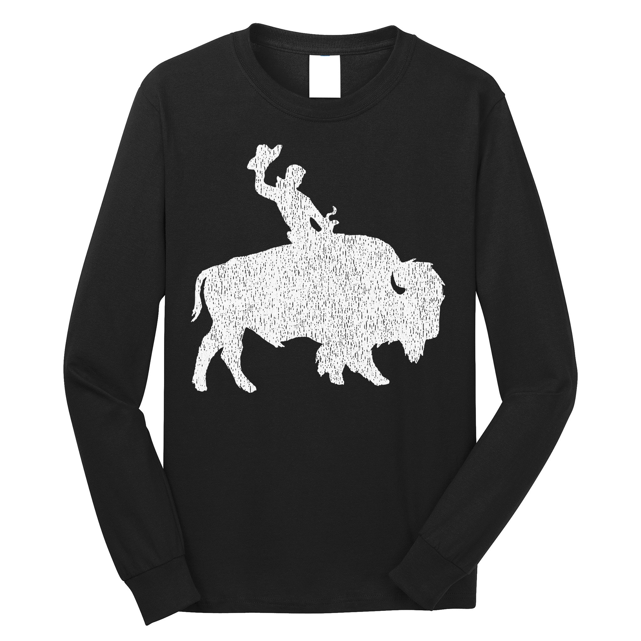 Distressed Guy On A Buffalo Long Sleeve Shirt