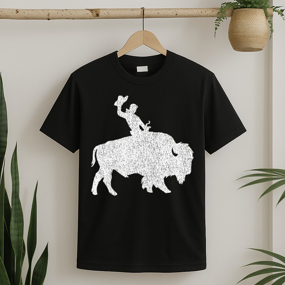 Distressed Guy On A Buffalo T-Shirt