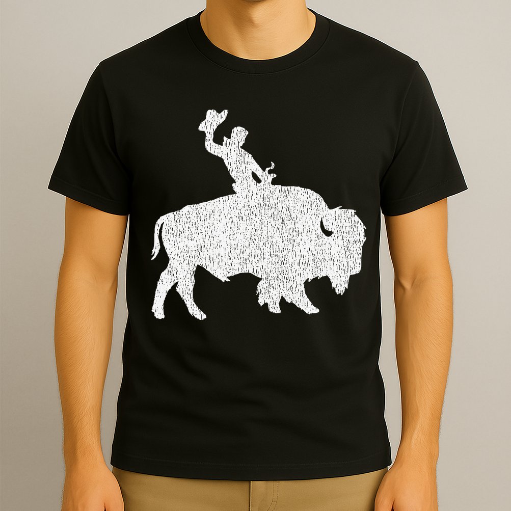 Distressed Guy On A Buffalo T-Shirt