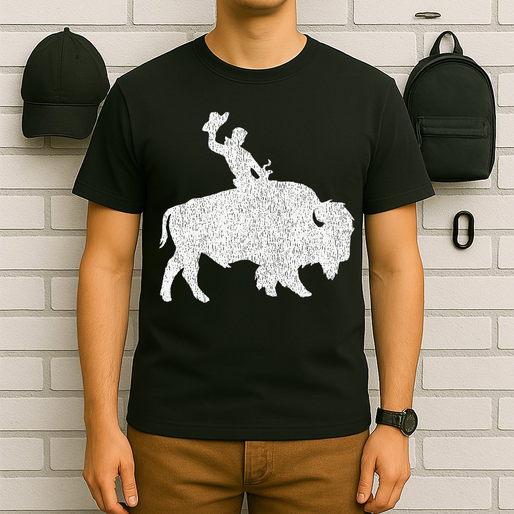 Distressed Guy On A Buffalo T-Shirt