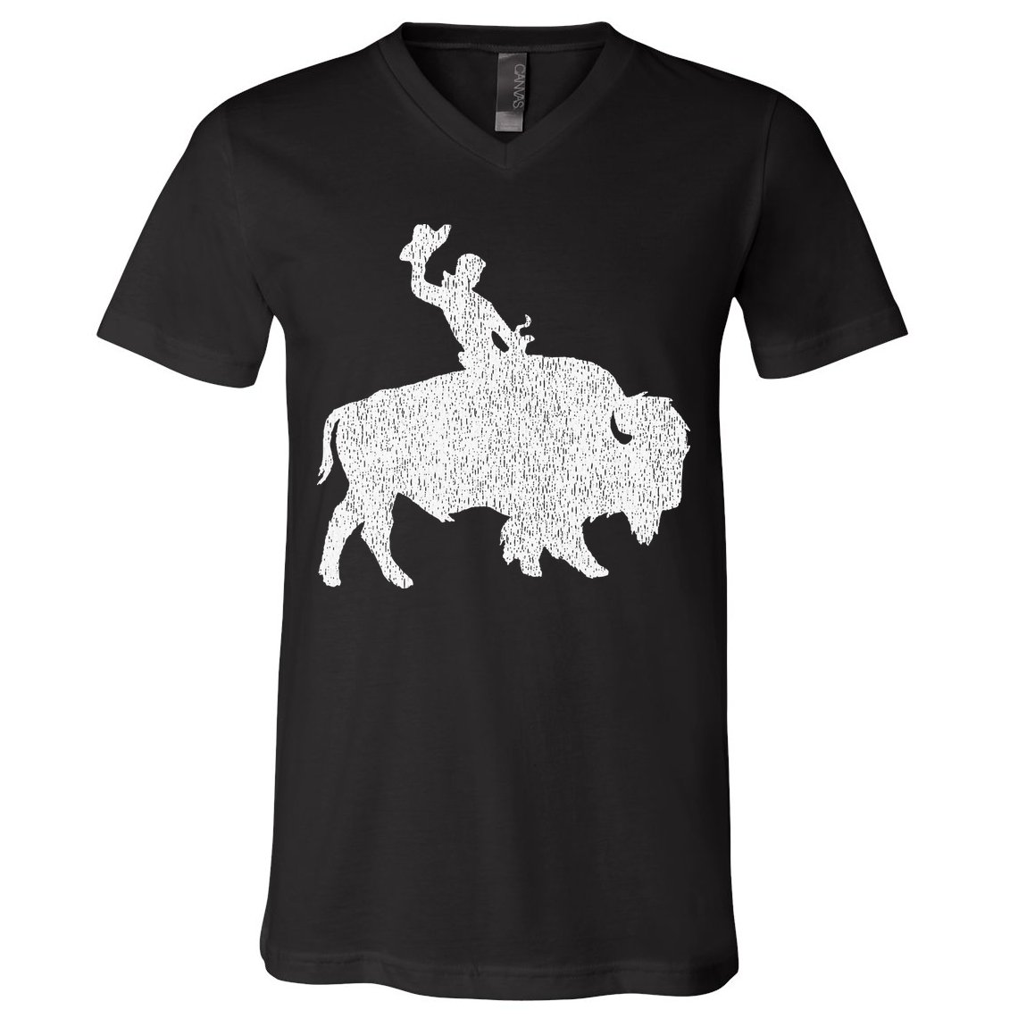 Distressed Guy On A Buffalo V-Neck T-Shirt