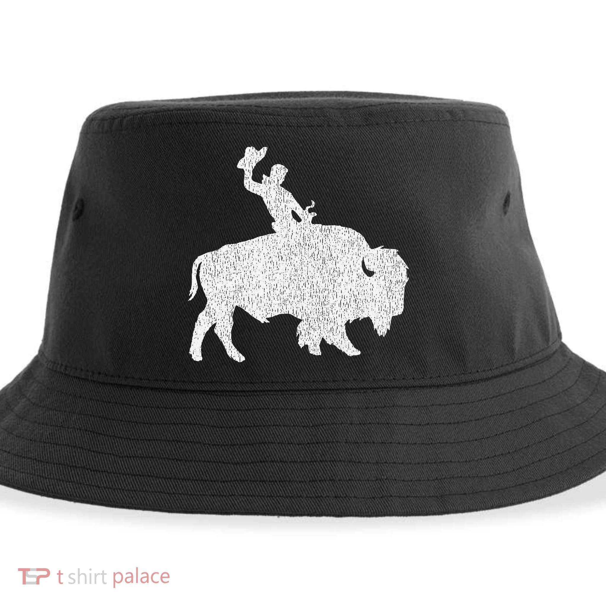 Distressed Guy On A Buffalo Sustainable Bucket Hat