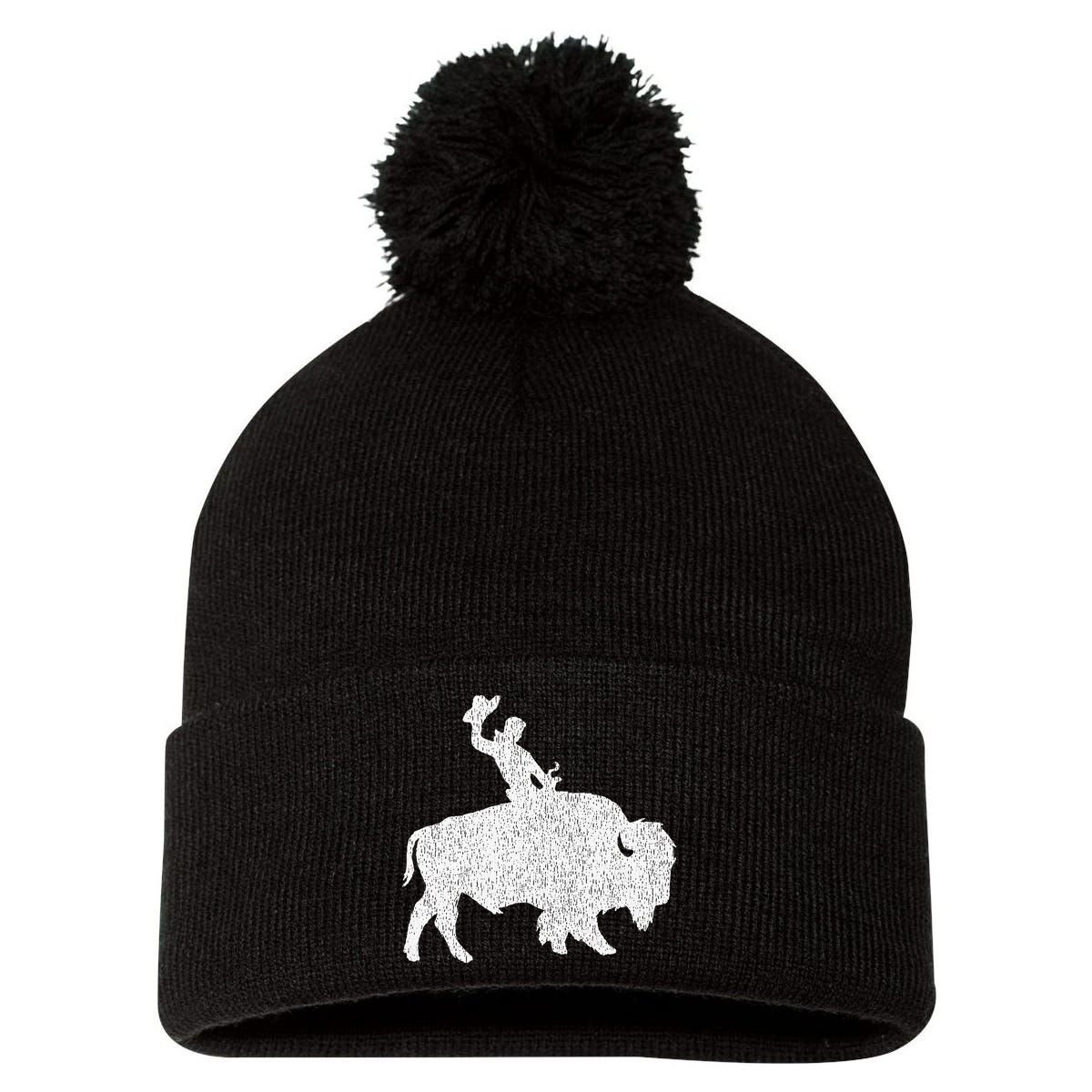 Distressed Guy On A Buffalo Pom Pom 12in Knit Beanie