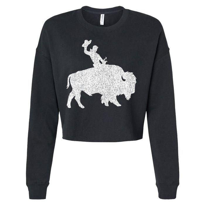 Distressed Guy On A Buffalo Cropped Pullover Crew