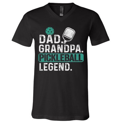 Dad Grandpa Pickleball Legend Player Funny Pickle Ball V-Neck T-Shirt
