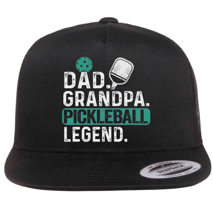 Dad Grandpa Pickleball Legend Player Funny Pickle Ball Flat Bill Trucker Hat