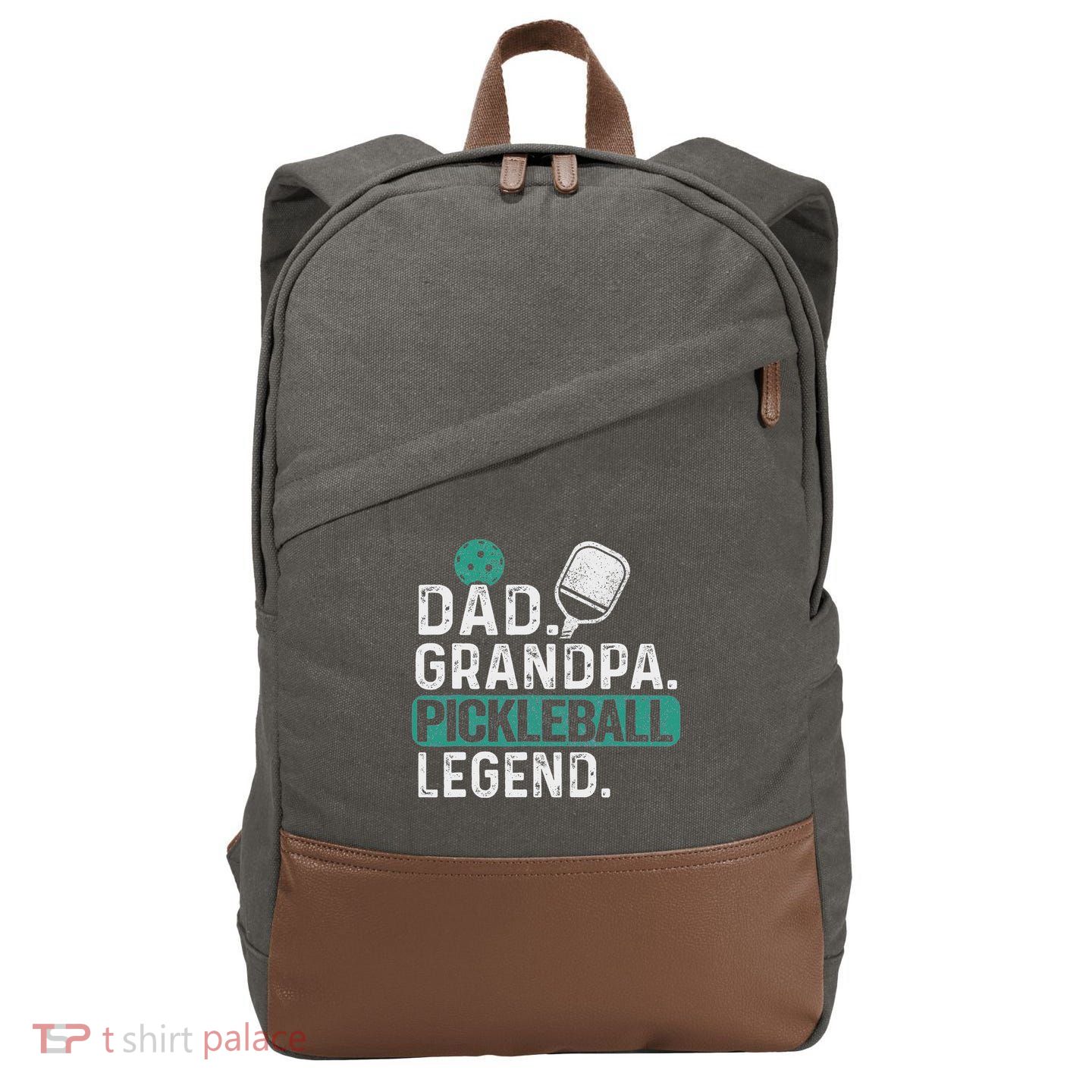 Dad Grandpa Pickleball Legend Player Funny Pickle Ball Cotton Canvas Backpack