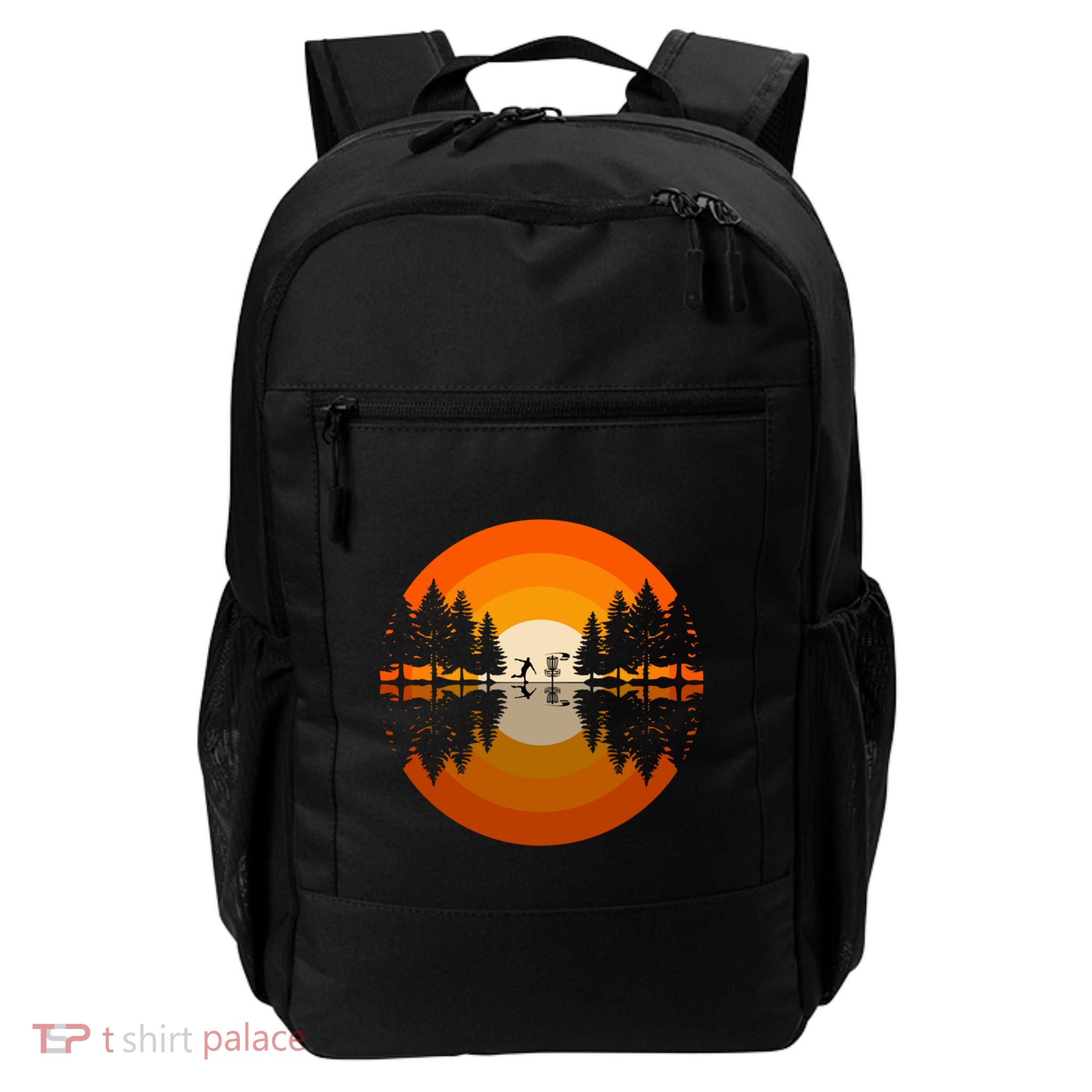 Disc Golfer Player Silhouette Forest Frolf Frisbee Golf Meaningful Gift Daily Commute Backpack