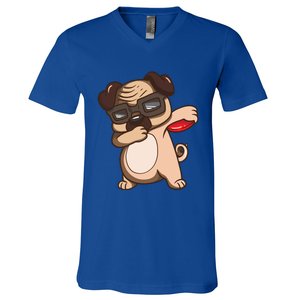 Disc Golf Pug Dog Gift Funny Disc Golfing Funny Gift Gift V-Neck T-Shirt