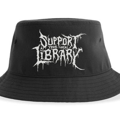 Death Gothic Print Support Your Local Library Style Lovers  Sustainable Bucket Hat