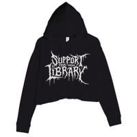 Death Gothic Print Support Your Local Library Style Lovers  Crop Fleece Hoodie