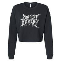 Death Gothic Print Support Your Local Library Style Lovers  Cropped Pullover Crew