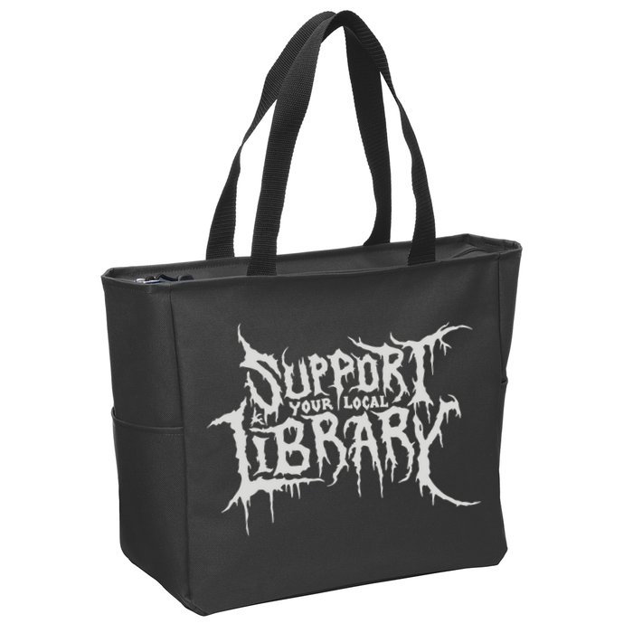 Death Gothic Print Support Your Local Library Style Lovers  Zip Tote Bag