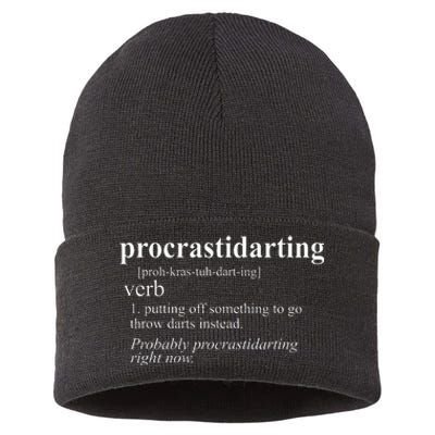 Darts Gifts Procrastidarting Funny Dart Player Sustainable Knit Beanie