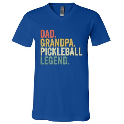 Dad Grandpa Pickleball Legend Funny Fathers Day Gift V-Neck T-Shirt