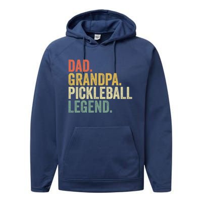 Dad Grandpa Pickleball Legend Funny Fathers Day Gift Performance Fleece Hoodie