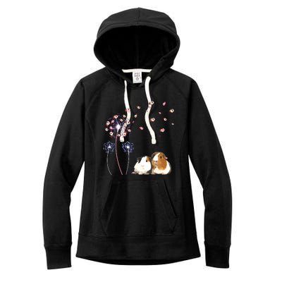 Dandelion Guinea Pig Cute Guinea Pig Floral Dandelion Spread Women's Fleece Hoodie