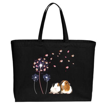 Dandelion Guinea Pig Cute Guinea Pig Floral Dandelion Spread Cotton Canvas Jumbo Tote