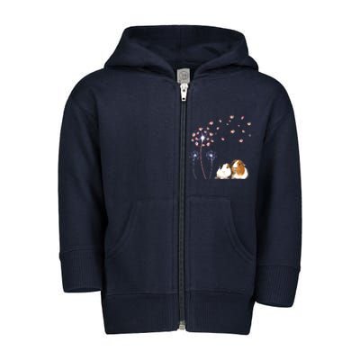 Dandelion Guinea Pig Cute Guinea Pig Floral Dandelion Spread Toddler Zip Fleece Hoodie