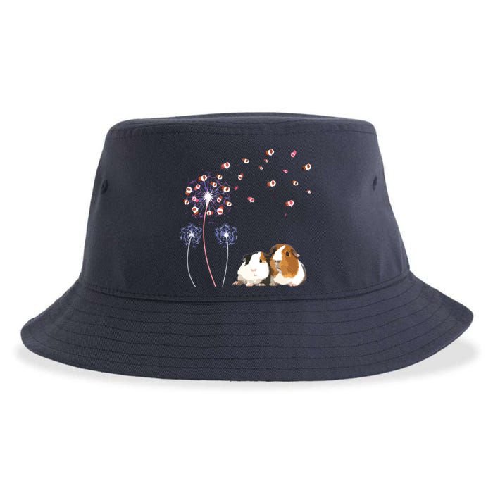 Dandelion Guinea Pig Cute Guinea Pig Floral Dandelion Spread Sustainable Bucket Hat