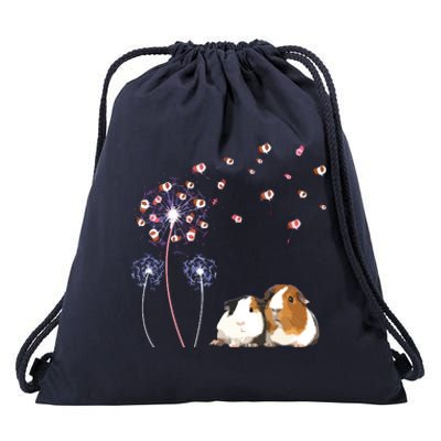 Dandelion Guinea Pig Cute Guinea Pig Floral Dandelion Spread Drawstring Bag