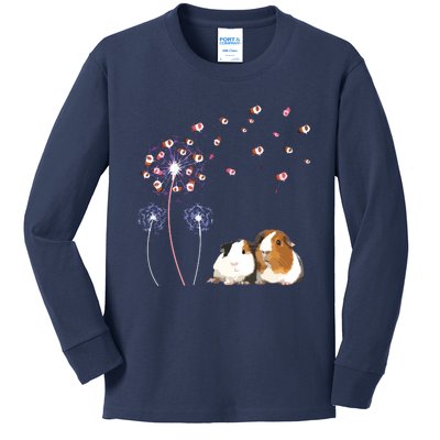 Dandelion Guinea Pig Cute Guinea Pig Floral Dandelion Spread Kids Long Sleeve Shirt