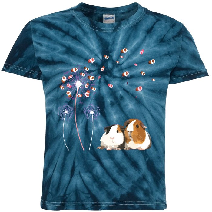 Dandelion Guinea Pig Cute Guinea Pig Floral Dandelion Spread Kids Tie-Dye T-Shirt