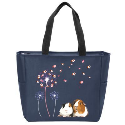 Dandelion Guinea Pig Cute Guinea Pig Floral Dandelion Spread Zip Tote Bag