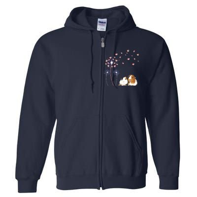 Dandelion Guinea Pig Cute Guinea Pig Floral Dandelion Spread Full Zip Hoodie