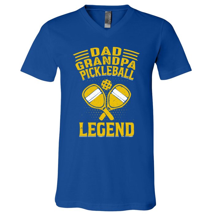 Dad Grandpa Pickleball Legend Pickle Ball Daddy FatherS Day Gift V-Neck T-Shirt