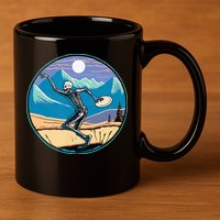 Disc Golf Player Skeleton Disc Golfer Funny Outdoor Nature 11oz C Handle Ceramic Mug