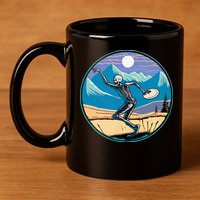 Disc Golf Player Skeleton Disc Golfer Funny Outdoor Nature 11oz C Handle Ceramic Mug