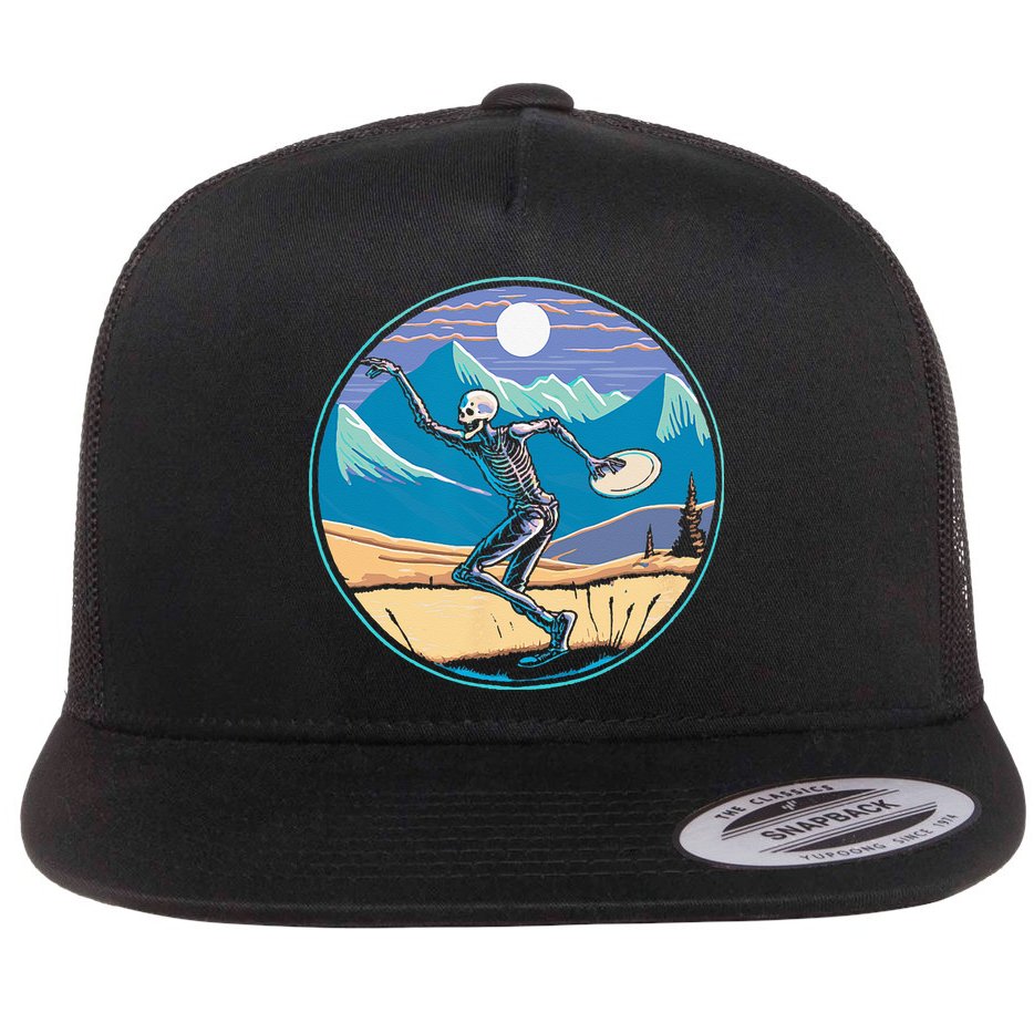 Disc Golf Player Skeleton Disc Golfer Funny Outdoor Nature Flat Bill Trucker Hat