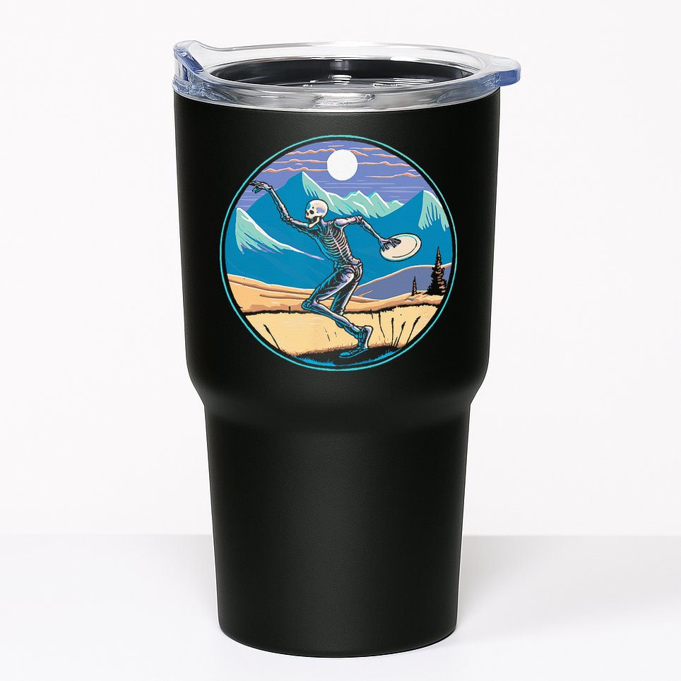 Disc Golf Player Skeleton Disc Golfer Funny Outdoor Nature Tumbler