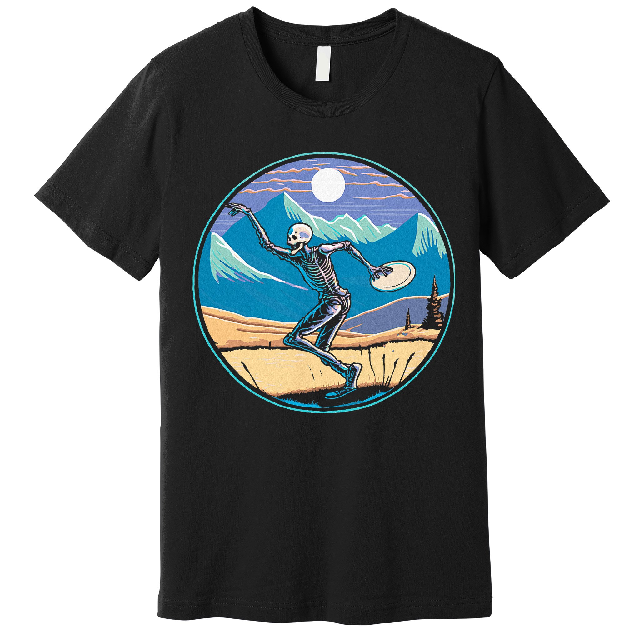 Disc Golf Player Skeleton Disc Golfer Funny Outdoor Nature Premium T-Shirt