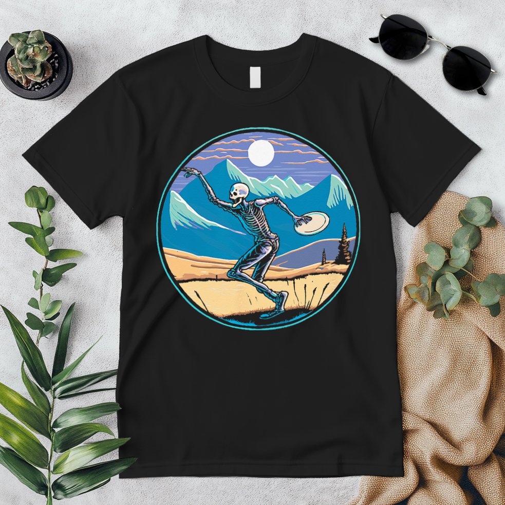 Disc Golf Player Skeleton Disc Golfer Funny Outdoor Nature Premium T-Shirt