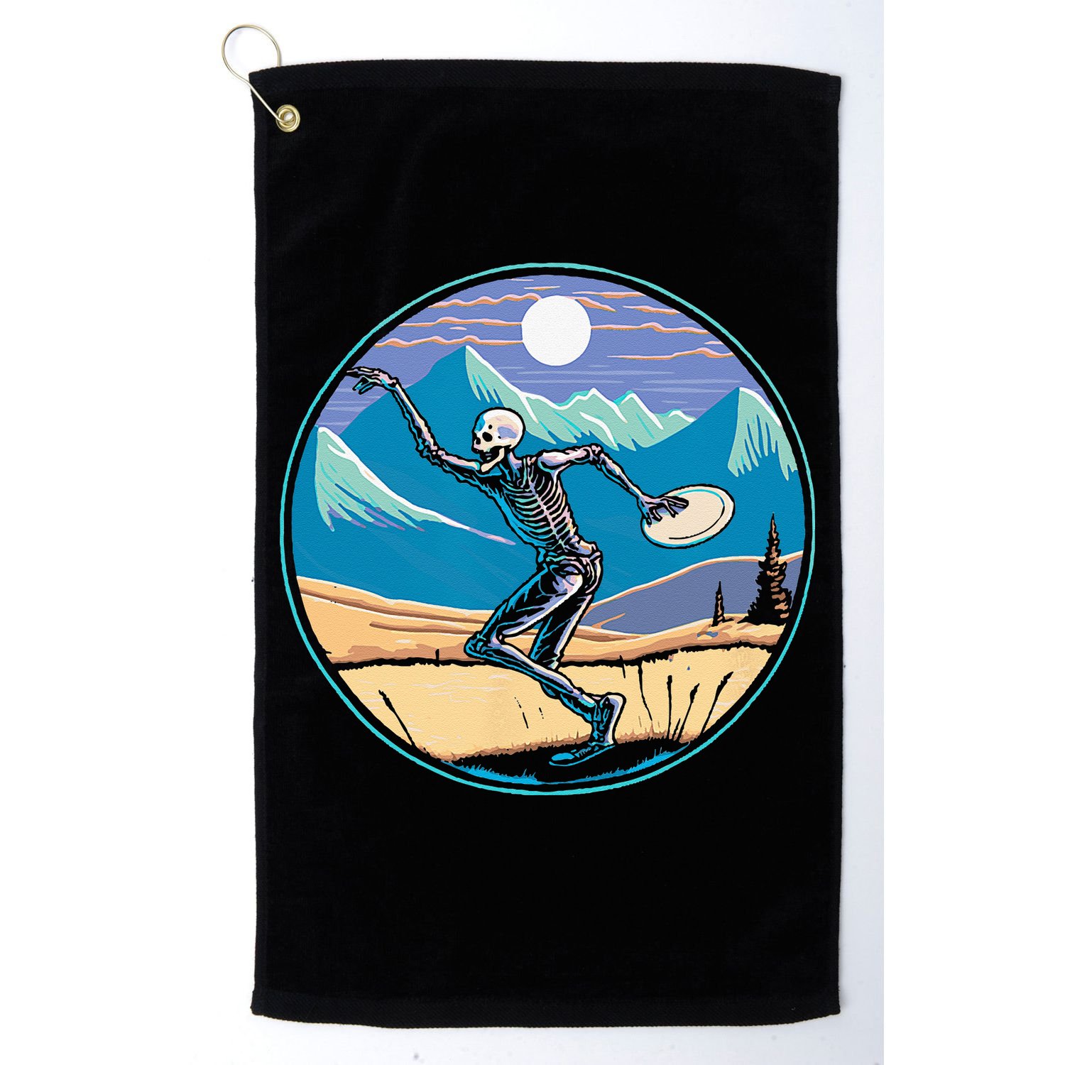 Disc Golf Player Skeleton Disc Golfer Funny Outdoor Nature Golf Towel