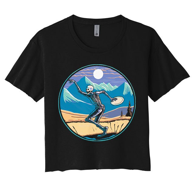 Disc Golf Player Skeleton Disc Golfer Funny Outdoor Nature Crop Top