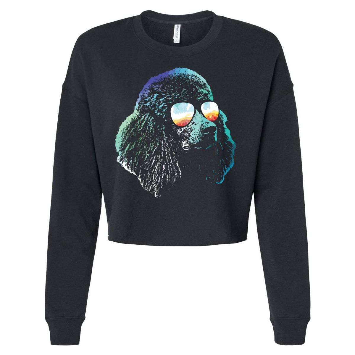 Disco Groovy Poodle Dog Gift Cropped Pullover Crew
