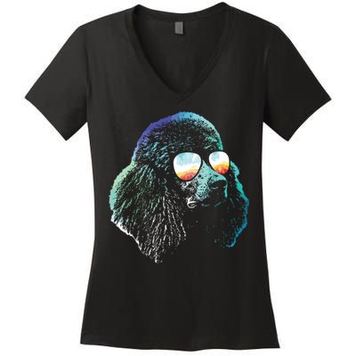 Disco Groovy Poodle Dog Gift Women's V-Neck T-Shirt