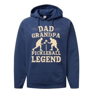 Dad Grandpa Pickleball Legend Player Funny Paddleball Lover Cute Gift Performance Fleece Hoodie